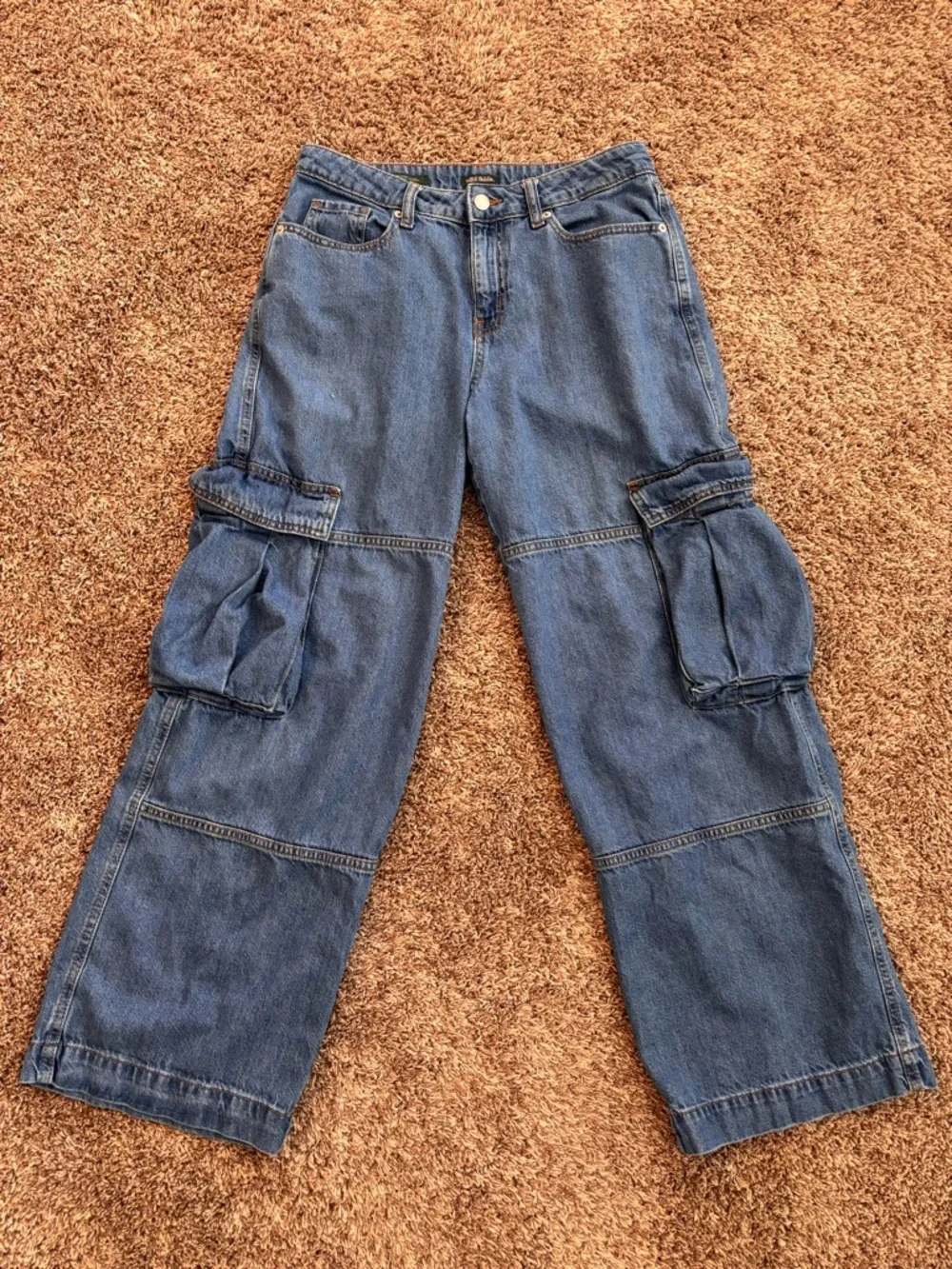 Vintage Y2K Cargo Denim Jeans – Size 6 Wide Leg Utility - Picture 2 of 5